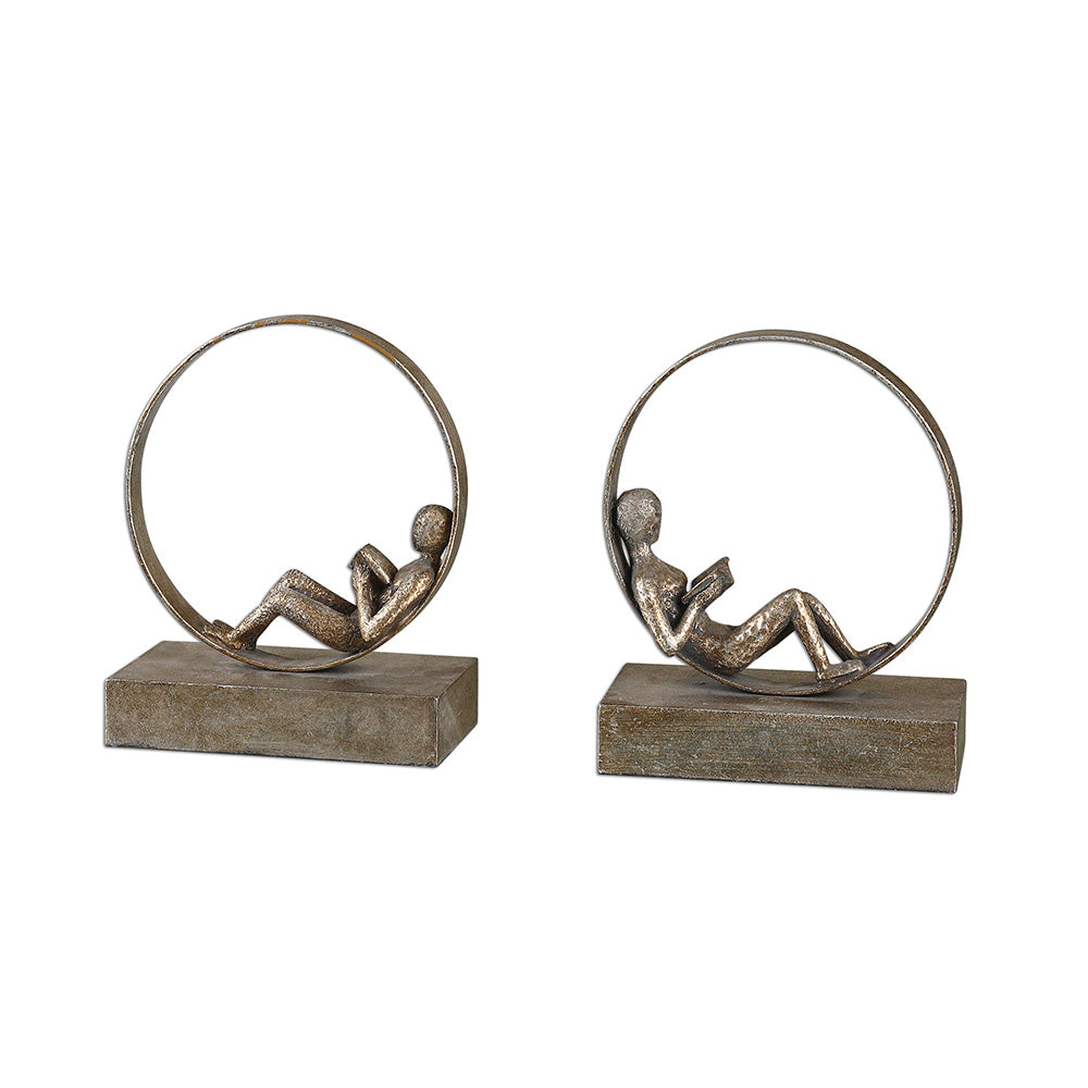 Lounging Reader Bookends, Set of 2